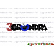 Grandpa Cookie Monster Applique Embroidery Design Birthday Number 3