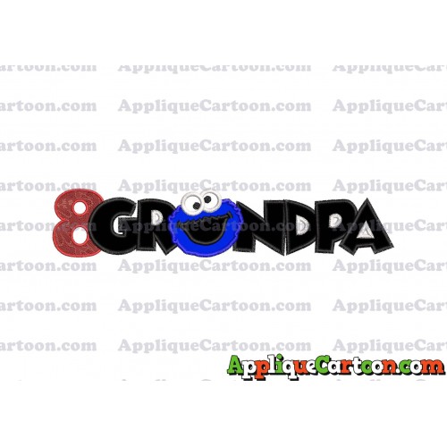 Grandpa Cookie Monster Applique Embroidery Design Birthday Number 8