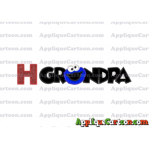 Grandpa Cookie Monster Applique Embroidery Design With Alphabet H