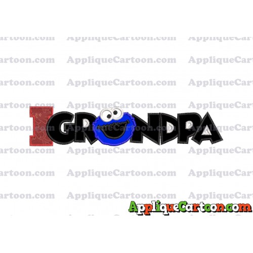 Grandpa Cookie Monster Applique Embroidery Design With Alphabet I
