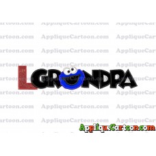 Grandpa Cookie Monster Applique Embroidery Design With Alphabet L
