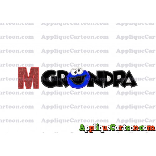 Grandpa Cookie Monster Applique Embroidery Design With Alphabet M