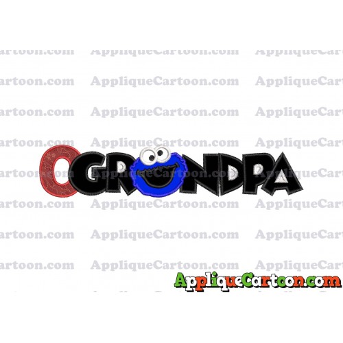 Grandpa Cookie Monster Applique Embroidery Design With Alphabet O