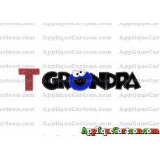 Grandpa Cookie Monster Applique Embroidery Design With Alphabet T