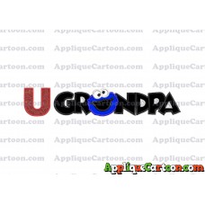 Grandpa Cookie Monster Applique Embroidery Design With Alphabet U