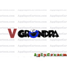 Grandpa Cookie Monster Applique Embroidery Design With Alphabet V