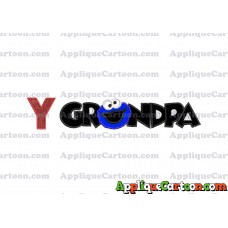 Grandpa Cookie Monster Applique Embroidery Design With Alphabet Y