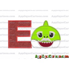 Grandpa Shark Head Applique Embroidery Design With Alphabet E