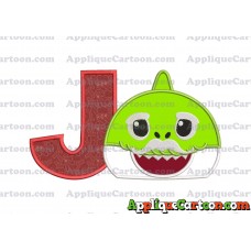 Grandpa Shark Head Applique Embroidery Design With Alphabet J