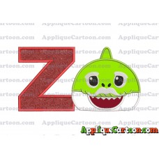 Grandpa Shark Head Applique Embroidery Design With Alphabet Z