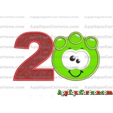 Green Jelly Applique Embroidery Design Birthday Number 2