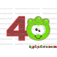 Green Jelly Applique Embroidery Design Birthday Number 4