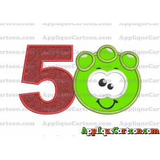 Green Jelly Applique Embroidery Design Birthday Number 5