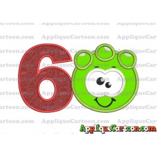 Green Jelly Applique Embroidery Design Birthday Number 6