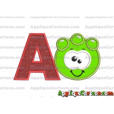 Green Jelly Applique Embroidery Design With Alphabet A