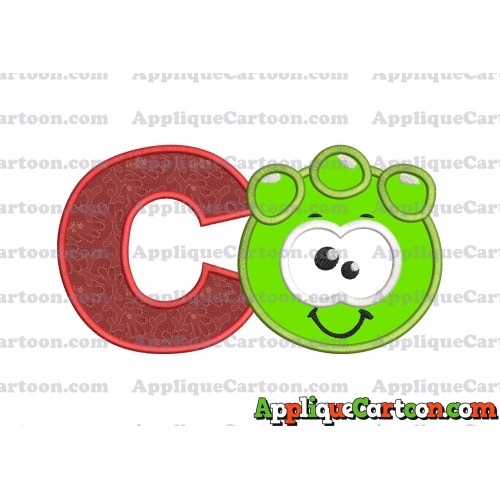 Green Jelly Applique Embroidery Design With Alphabet C