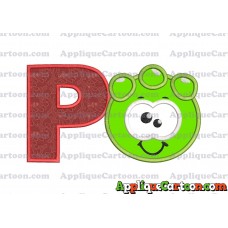 Green Jelly Applique Embroidery Design With Alphabet P