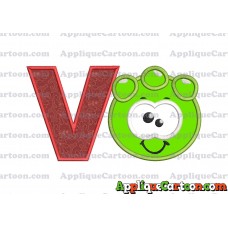 Green Jelly Applique Embroidery Design With Alphabet V