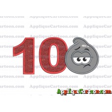 Grey Jelly Applique Embroidery Design Birthday Number 10