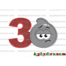 Grey Jelly Applique Embroidery Design Birthday Number 3