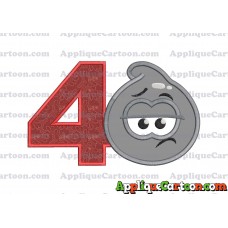 Grey Jelly Applique Embroidery Design Birthday Number 4