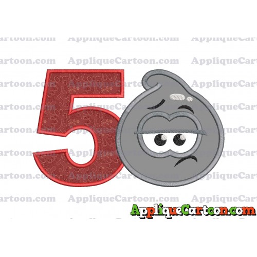 Grey Jelly Applique Embroidery Design Birthday Number 5