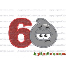 Grey Jelly Applique Embroidery Design Birthday Number 6