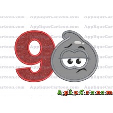 Grey Jelly Applique Embroidery Design Birthday Number 9