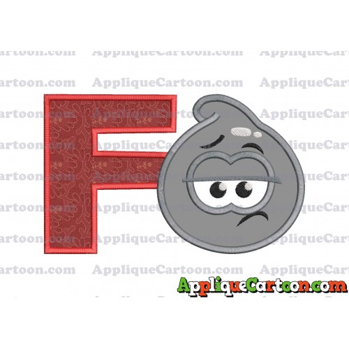 Grey Jelly Applique Embroidery Design With Alphabet F