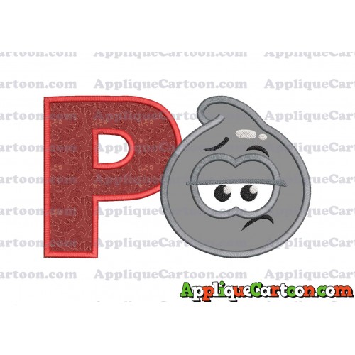 Grey Jelly Applique Embroidery Design With Alphabet P