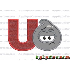 Grey Jelly Applique Embroidery Design With Alphabet U