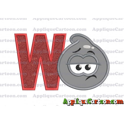 Grey Jelly Applique Embroidery Design With Alphabet W