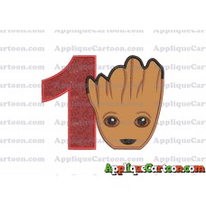 Groot Guardians of the Galaxy Head Applique Embroidery Design Birthday Number 1