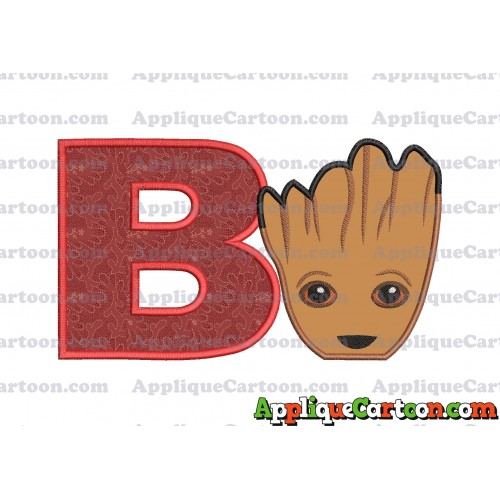 Groot Guardians of the Galaxy Head Applique Embroidery Design With Alphabet B