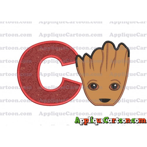 Groot Guardians of the Galaxy Head Applique Embroidery Design With Alphabet C