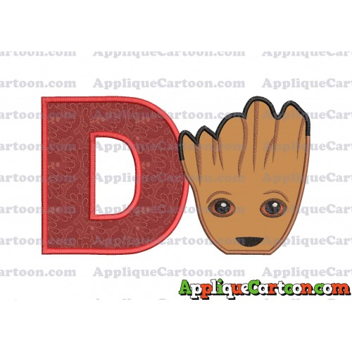 Groot Guardians of the Galaxy Head Applique Embroidery Design With Alphabet D