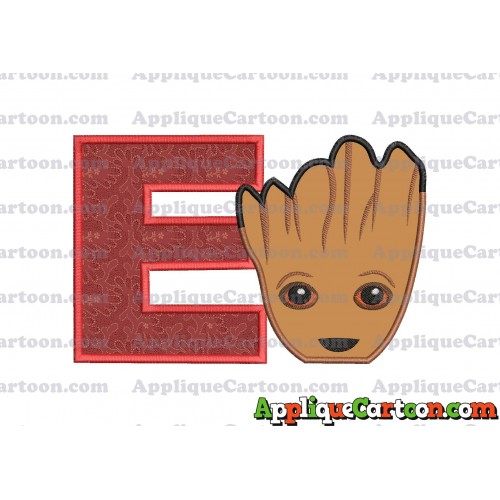 Groot Guardians of the Galaxy Head Applique Embroidery Design With Alphabet E