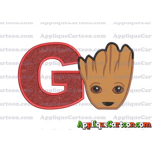 Groot Guardians of the Galaxy Head Applique Embroidery Design With Alphabet G