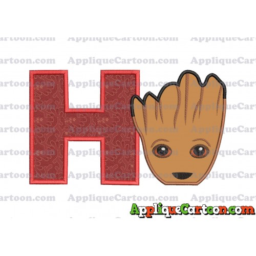 Groot Guardians of the Galaxy Head Applique Embroidery Design With Alphabet H