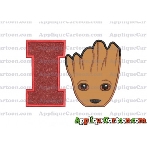 Groot Guardians of the Galaxy Head Applique Embroidery Design With Alphabet I