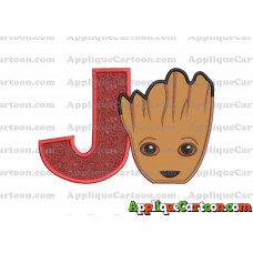 Groot Guardians of the Galaxy Head Applique Embroidery Design With Alphabet J