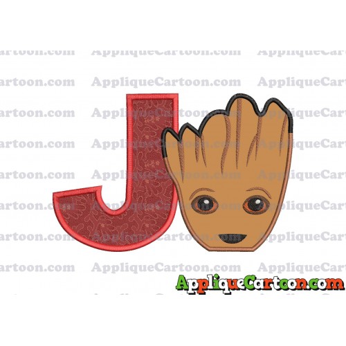 Groot Guardians of the Galaxy Head Applique Embroidery Design With Alphabet J