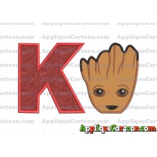 Groot Guardians of the Galaxy Head Applique Embroidery Design With Alphabet K