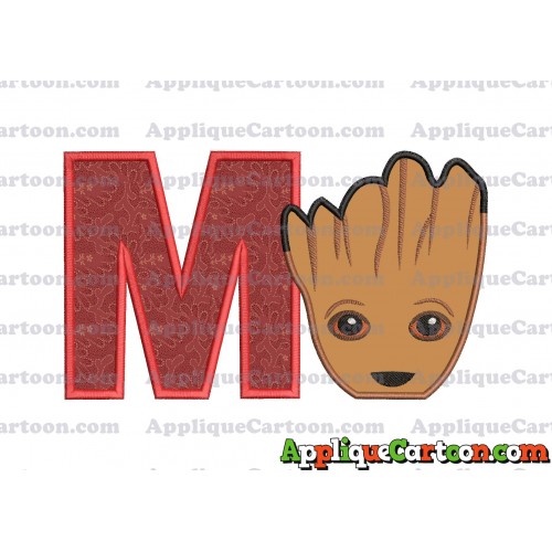 Groot Guardians of the Galaxy Head Applique Embroidery Design With Alphabet M