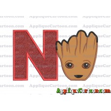 Groot Guardians of the Galaxy Head Applique Embroidery Design With Alphabet N