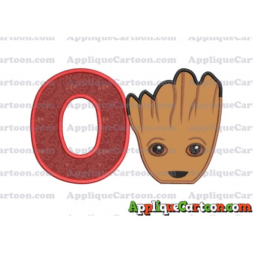 Groot Guardians of the Galaxy Head Applique Embroidery Design With Alphabet O