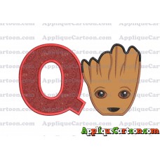 Groot Guardians of the Galaxy Head Applique Embroidery Design With Alphabet Q