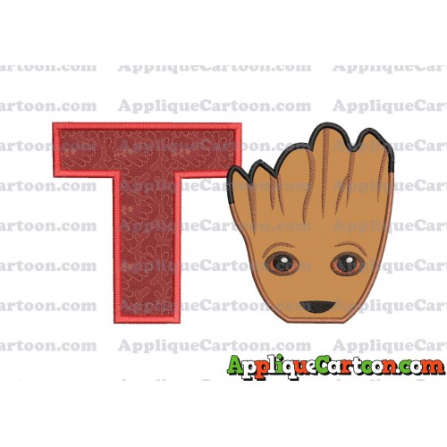 Groot Guardians of the Galaxy Head Applique Embroidery Design With Alphabet T