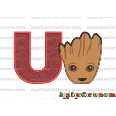 Groot Guardians of the Galaxy Head Applique Embroidery Design With Alphabet U