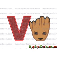 Groot Guardians of the Galaxy Head Applique Embroidery Design With Alphabet V